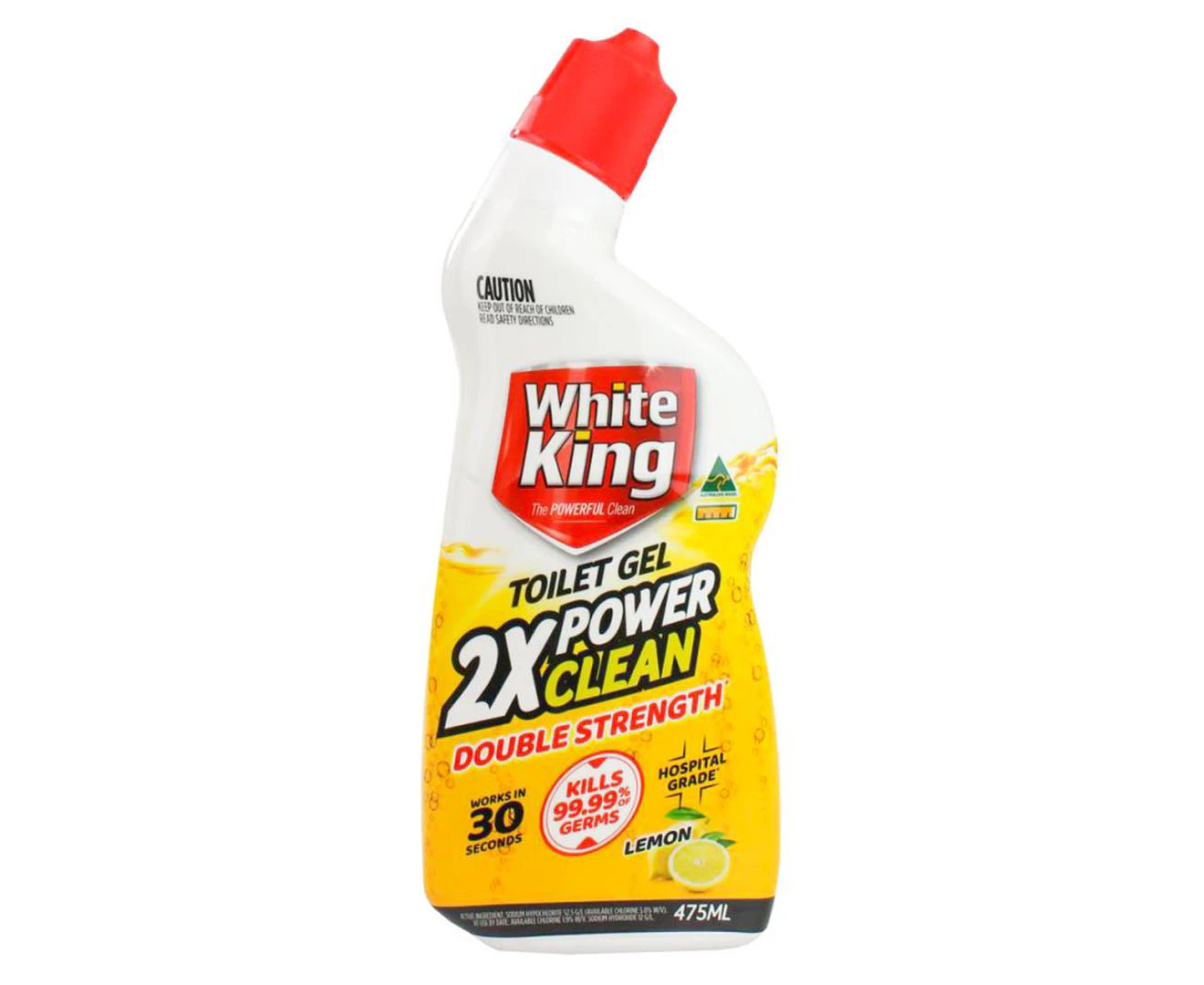 White King 2x Power Clean Double Strength Toilet Gel Lemon 475mL