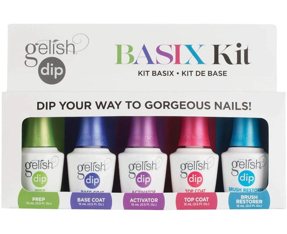 Gelish Soak Off Basix Acrylic Powder Nail Polish Dip Manicure Set Starter Kit