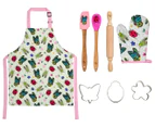 Maxwell & Williams 8-Piece Kids' Pete Cromer Garden Party Apron & Cookie Baking Set - Pink