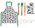 Maxwell & Williams 8-Piece Kids' Pete Cromer Garden Party Apron & Cookie Baking Set - Green