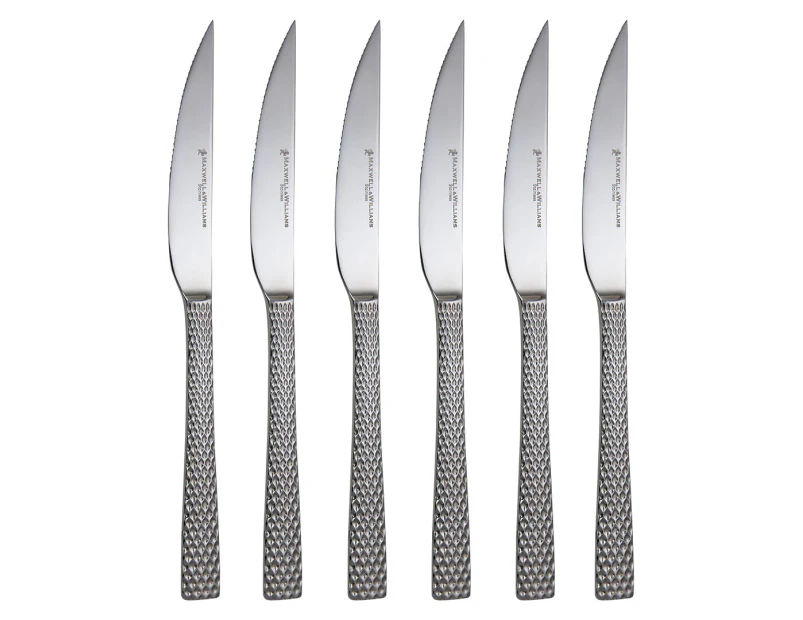 Set of 6 Maxwell & Williams Diamonds Steak Knives - Silver