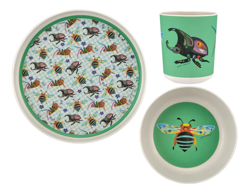 Maxwell & Williams 3-Piece Kids' Pete Cromer Garden Party Dinner Set - Green