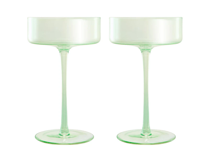 Set of 2 Maxwell & Williams 240mL Glamour Coupe Glasses - Green