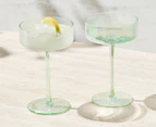 Set of 2 Maxwell & Williams 240mL Glamour Coupe Glasses - Green