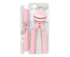 Dog Harness Leash Set Soft Corduroy Cute Bee Decoration Adjustable Breathable Pet Harness and Leash for Dogs Cats Pink 1.5CM/0.6in