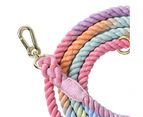 Handcrafted Dog Leash Multifunctional Double Head Braiding Dog Training Leash with Gold Accessories for Running Macaroon 210x1.2cm / 82.7x0.5in