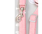 Dog Harness Leash Set Soft Corduroy Cute Bee Decoration Adjustable Breathable Pet Harness and Leash for Dogs Cats Pink 1.5CM/0.6in