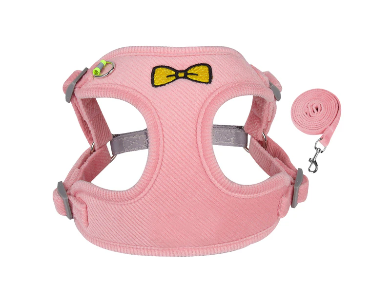 Small Dog Harness Reflective Dog Harness Reflective Pet Vest with Traction Rope for Walking Pink M