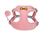 Small Dog Harness Reflective Dog Harness Reflective Pet Vest with Traction Rope for Walking Pink M