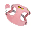 Small Dog Harness Reflective Dog Harness Reflective Pet Vest with Traction Rope for Walking Pink M