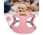 Small Dog Harness Reflective Dog Harness Reflective Pet Vest with Traction Rope for Walking Pink M