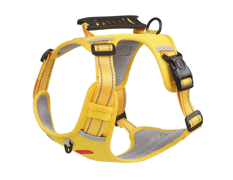 Dog Harness and Leash Safe Explosion Proof Reflective Double Protection Dog Training Harness Set with Pet Tag Yellow Yellow L