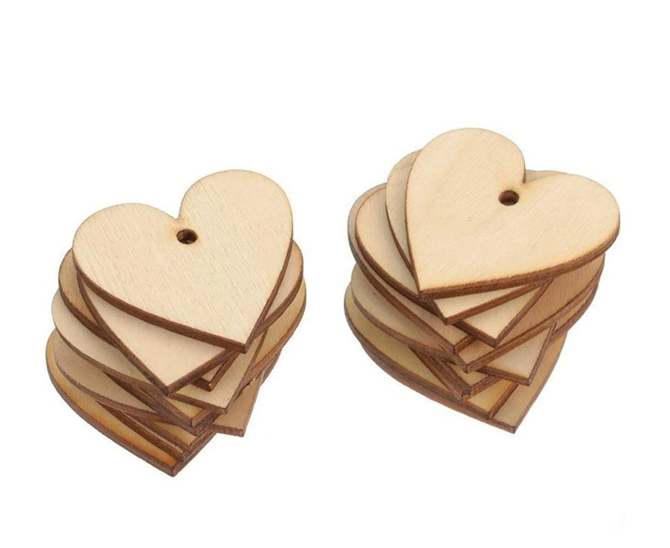 10 Pcs Wooden Heart Embellishments Wooden Heart for Wedding DIY Arts Crafts Card Making Decoration Valentine's Day