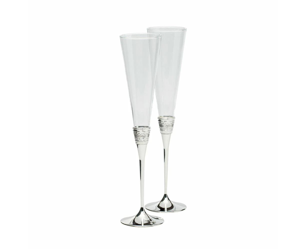 Wedgwood Vera Wang With Love Silver Toasting Flute Pair