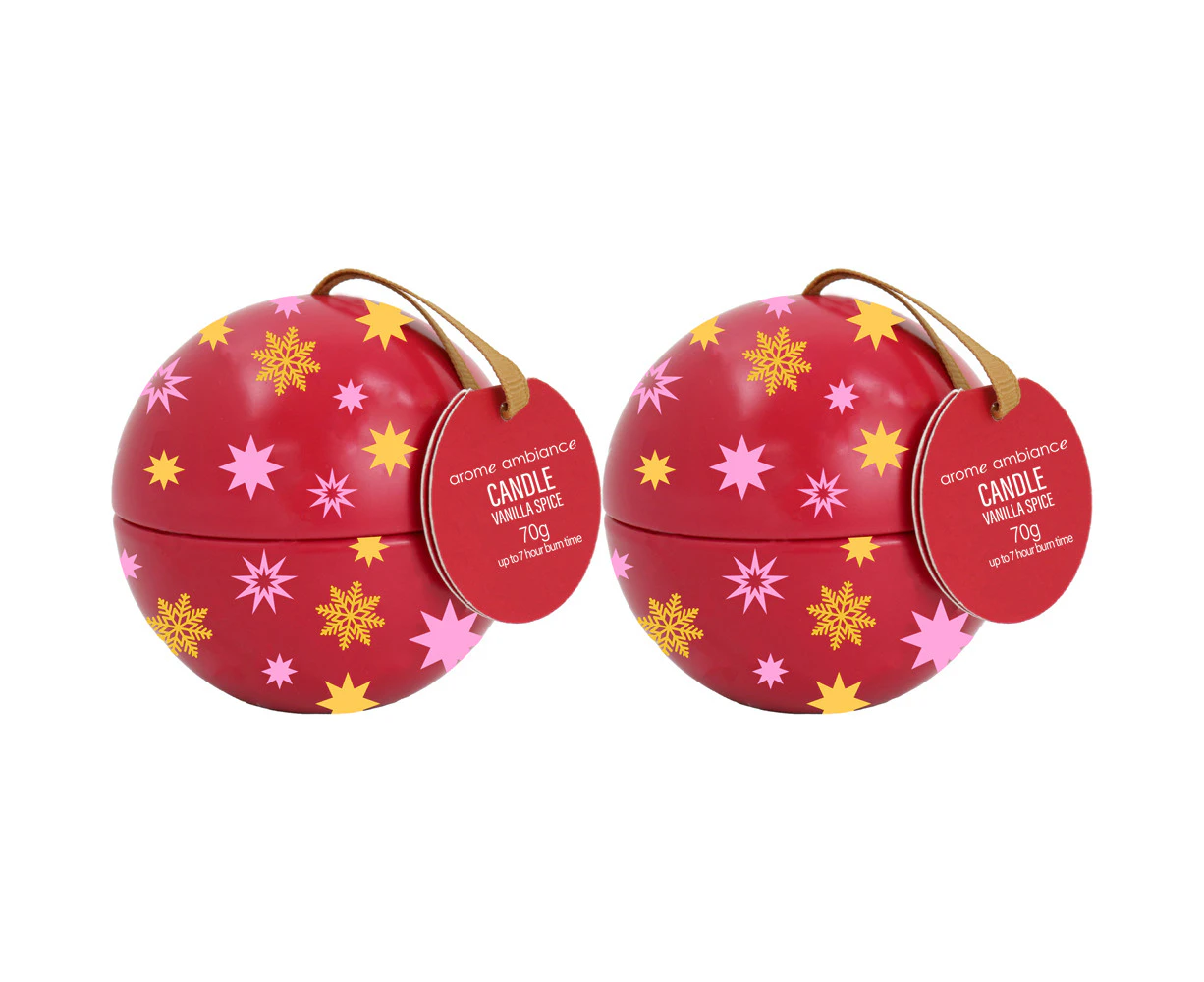 2x Arome Ambiance Christmas Cheer Bauble Scented Candle Home Decor Vanilla Spice