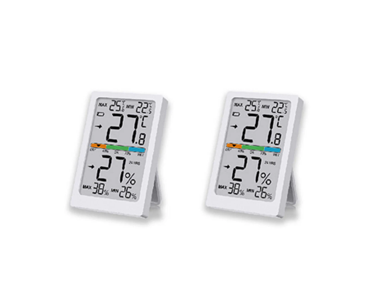 2x Sansai LCD Digital Thermometer & Humidity Monitor Wall Mounted 7x10cm White