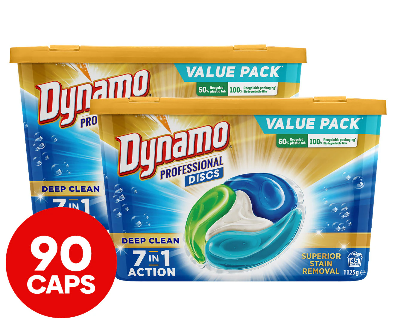 2 x 45pk Dynamo Professional Front & Top Loader Laundry Discs