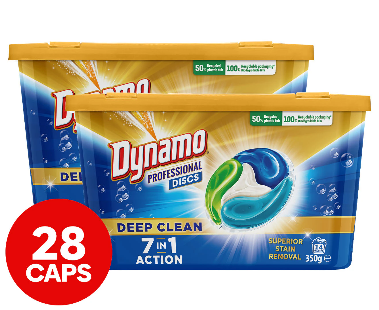 2 x 14pk Dynamo Professional Front & Top Loader Laundry Discs