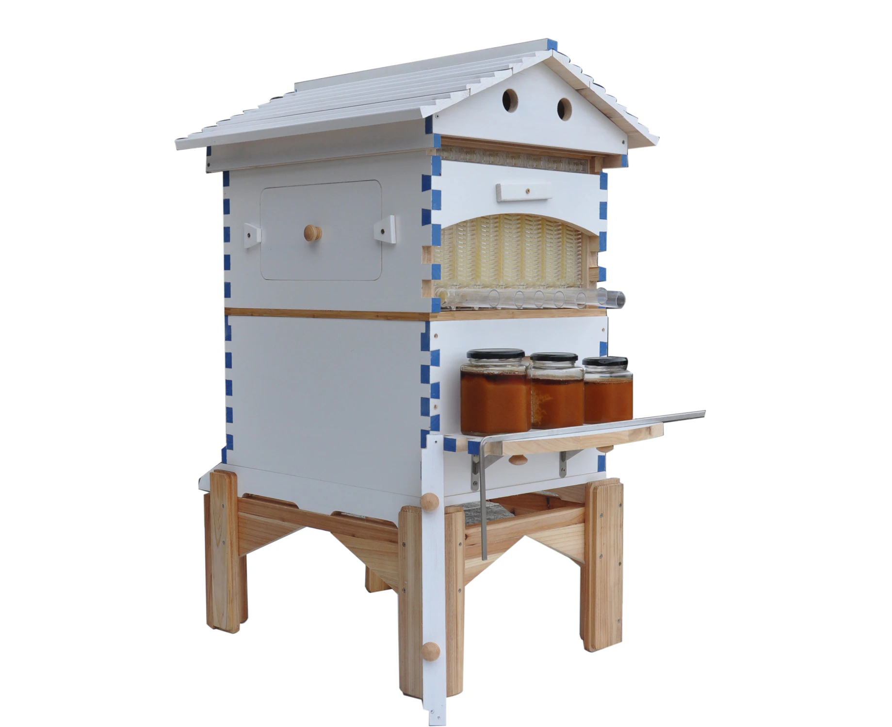 Golden Palace Auto Beehive Bee Hive House Fir Wooden Bee Hive Boxes Beekeeping Boxes With 7pcs BPA free Beekeeping Frames Bee Hive Frames with hive stand