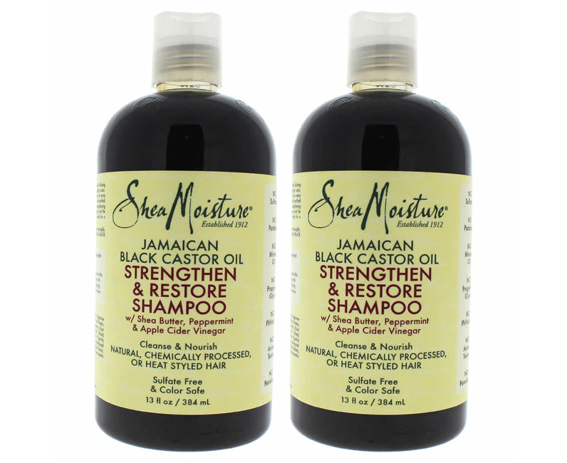 Jamaican Black Castor Oil Strengthen, Grow And Restore Shampoo - Pack of 2 by Shea Moisture for Unisex - 13 oz Shampoo