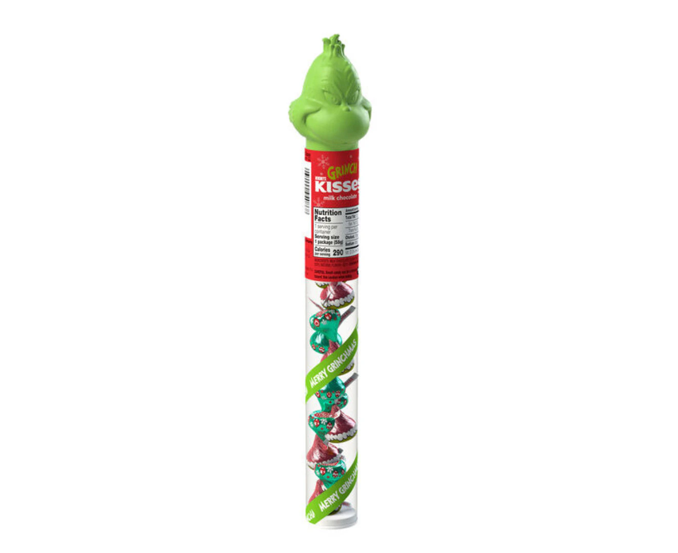 Hersheys Kisses Grinch Milk Chocolate Plastic Candy Cane 58g