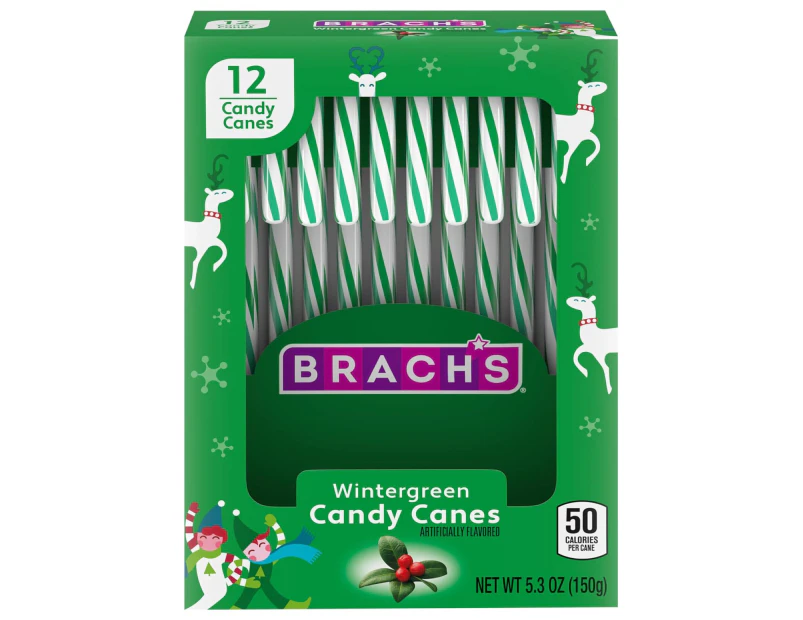 Brachs Wintergreen Candy Canes 12 Pack - 150g