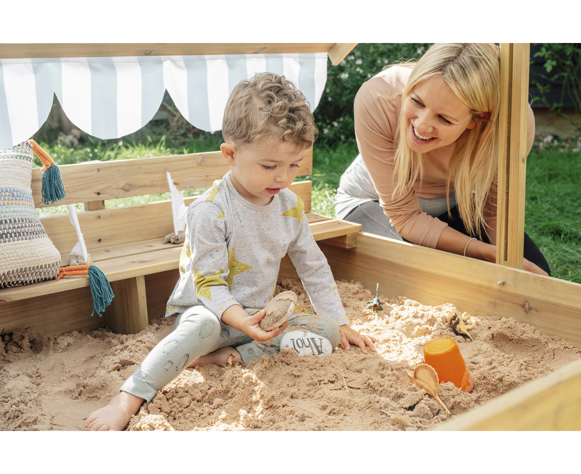 Plum Sandpit with Canopy | Large Wooden Sandbox for Outdoor Play