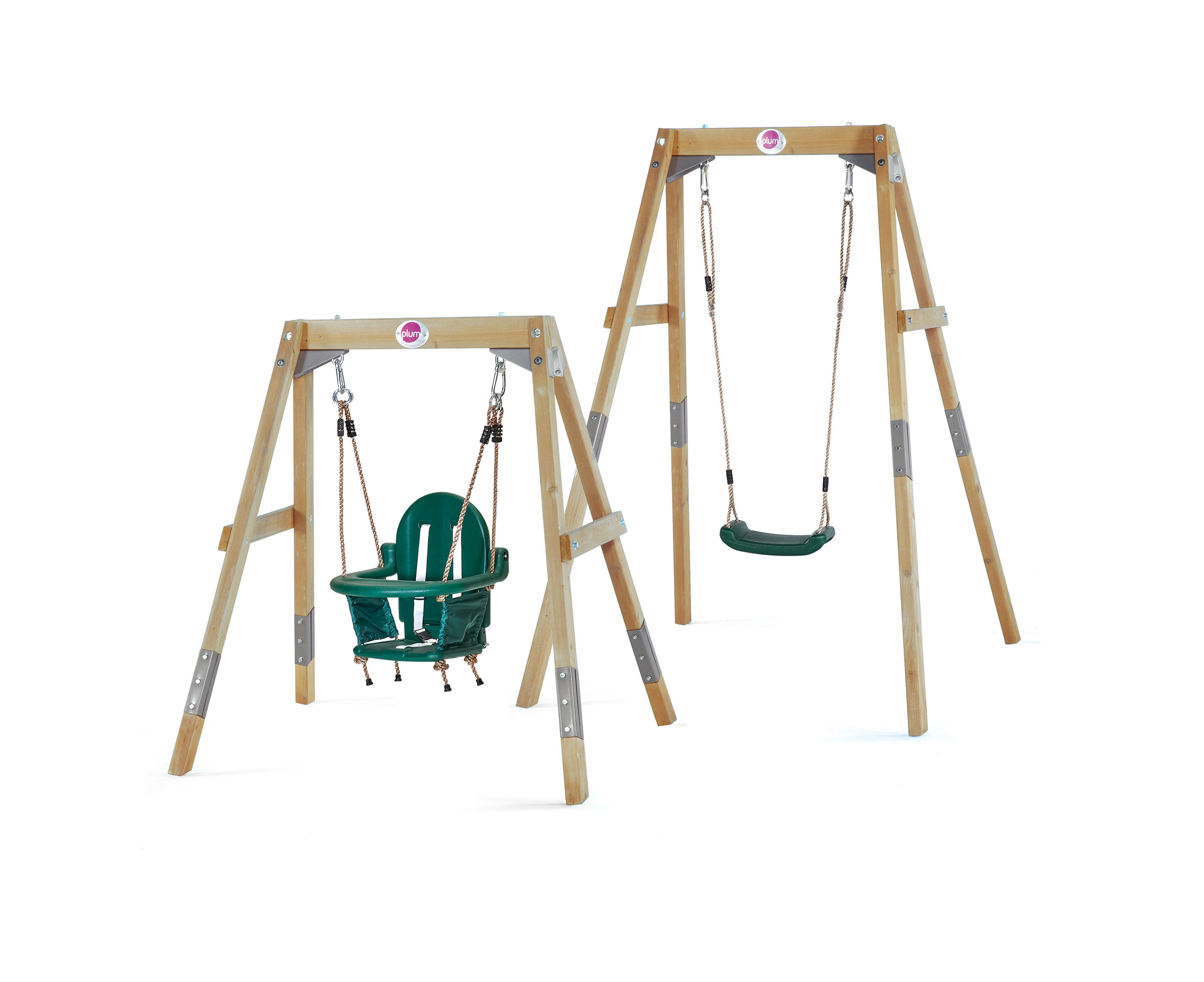 Plum 2-in-1 Wooden Swing Set | Adjustable Toddler to Child Outdoor Swing