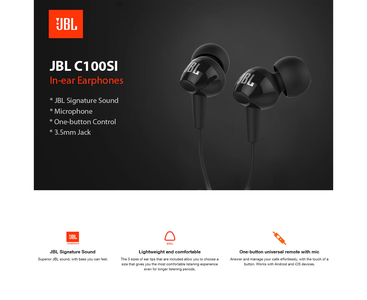 HOMCOMY C100SI In-ear Earphones With Microphone 3.5mm Jack Wired Headset For Samsung phone Computer