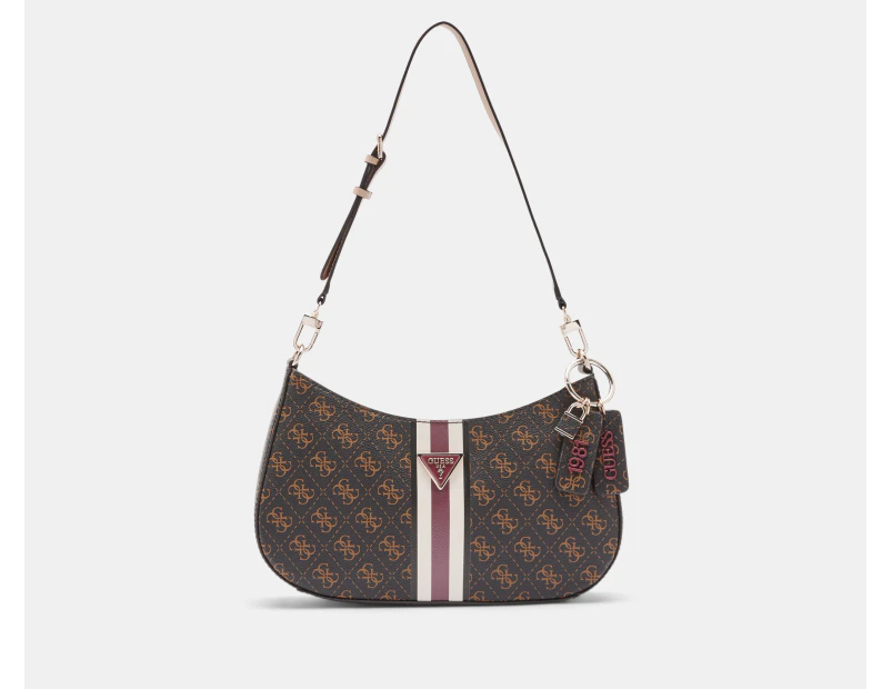 GUESS Noelle Top Zip Shoulder Bag - Brown Logo