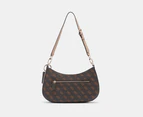 GUESS Noelle Top Zip Shoulder Bag - Brown Logo