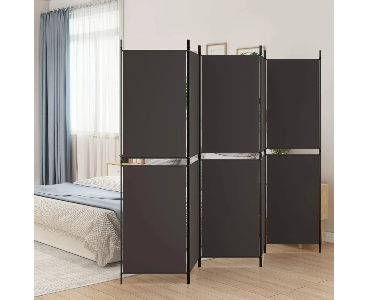 vidaXL 5-Panel Room Divider Brown 250x180 cm Fabric