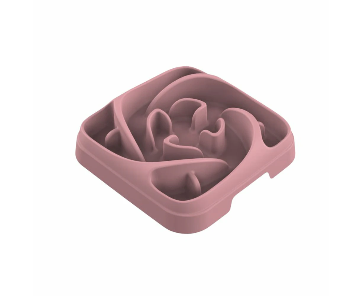 Petset Slow Feed Bowl Square Rose