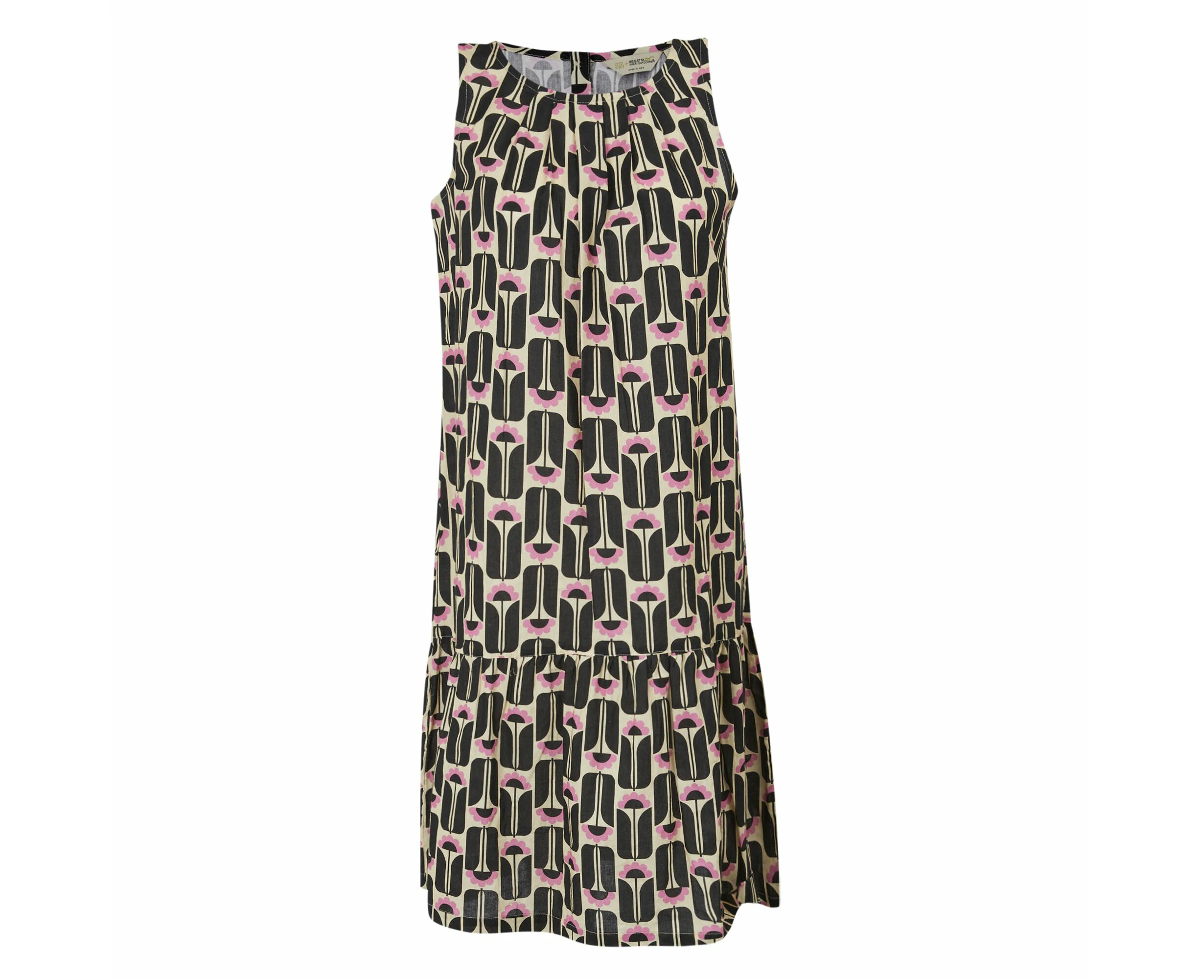 Regatta Womens Orla Kiely Summer Tall Flowers Sleeveless Dress (Black) - RG10878