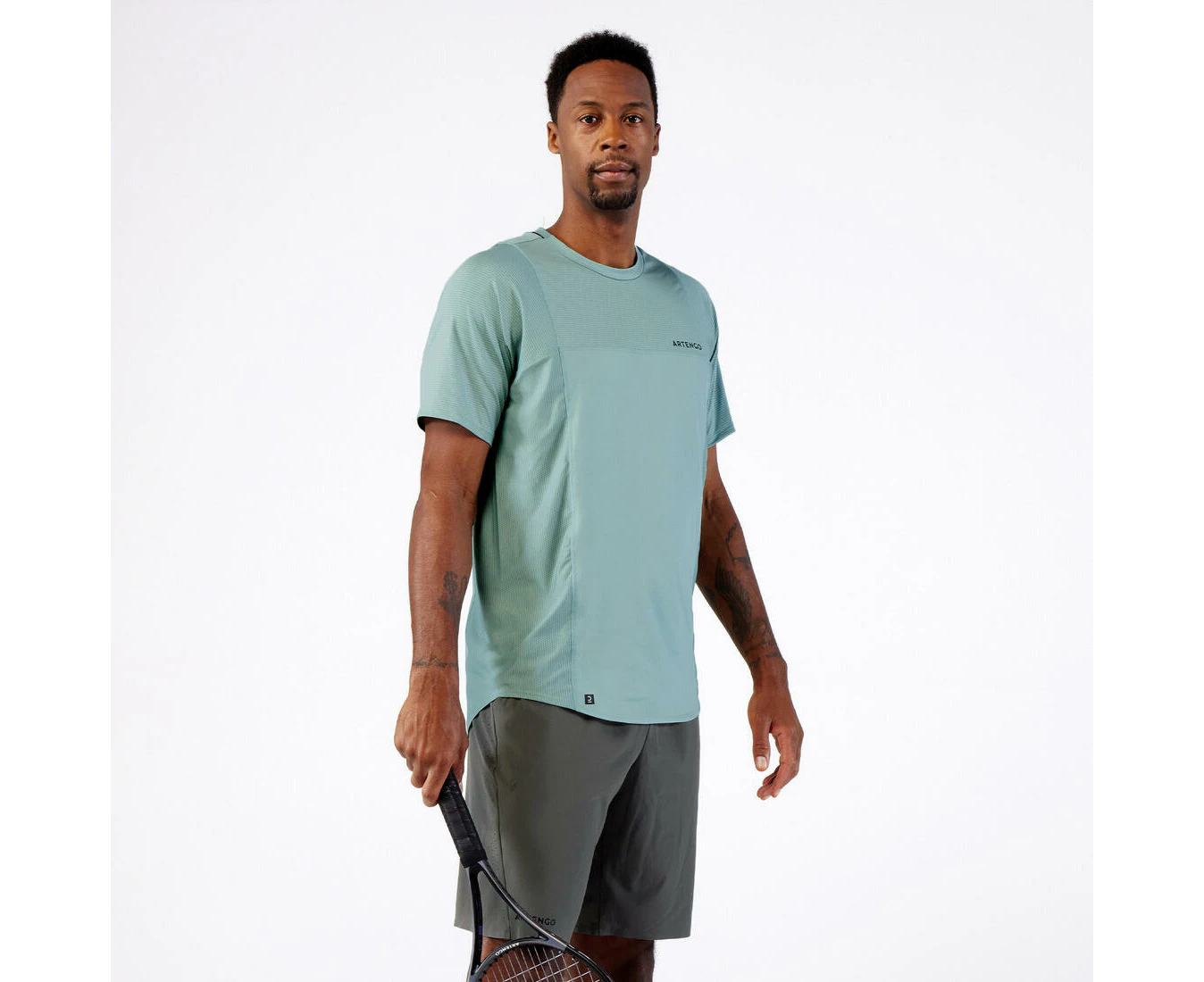 DECATHLON ARTENGO Men's Tennis T-Shirt Short-Sleeved - Dry RN - verdigris, 8772343