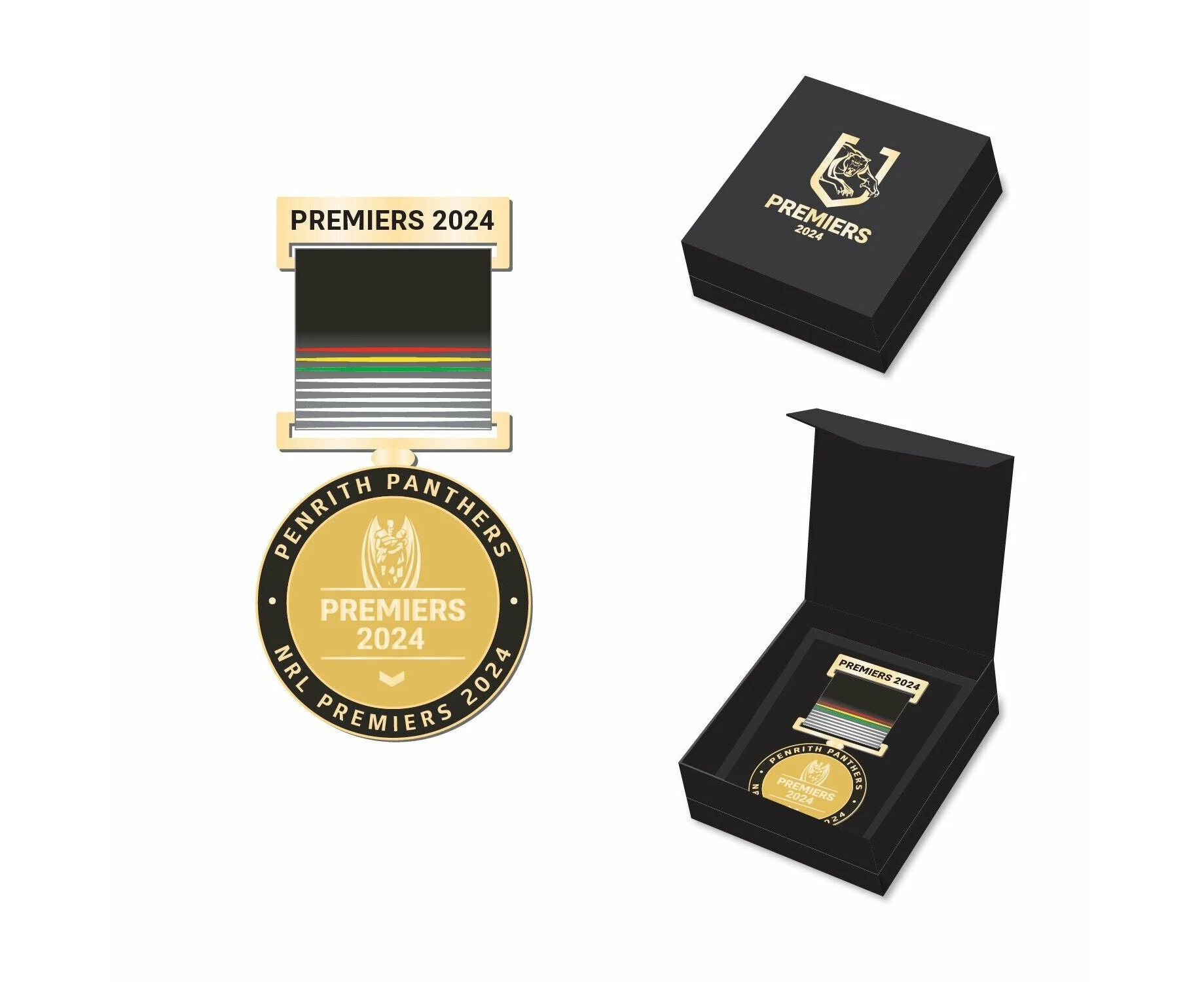 NRL 2024 PREMIERS MEDAL WITH RIBBON PIN - PENRITH PANTHERS - ETA NOV 2024 -TROFE