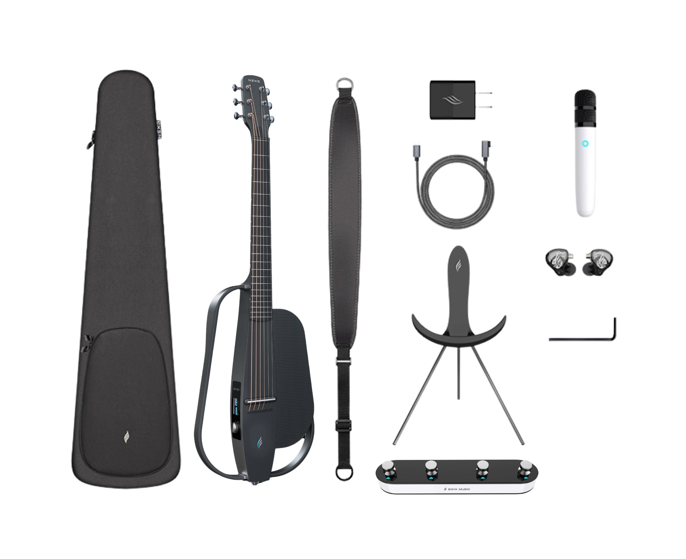 Enya NEXG 2 Carbon Fibre Smart Acoustic Guitar Deluxe - Wireless Looper - Black