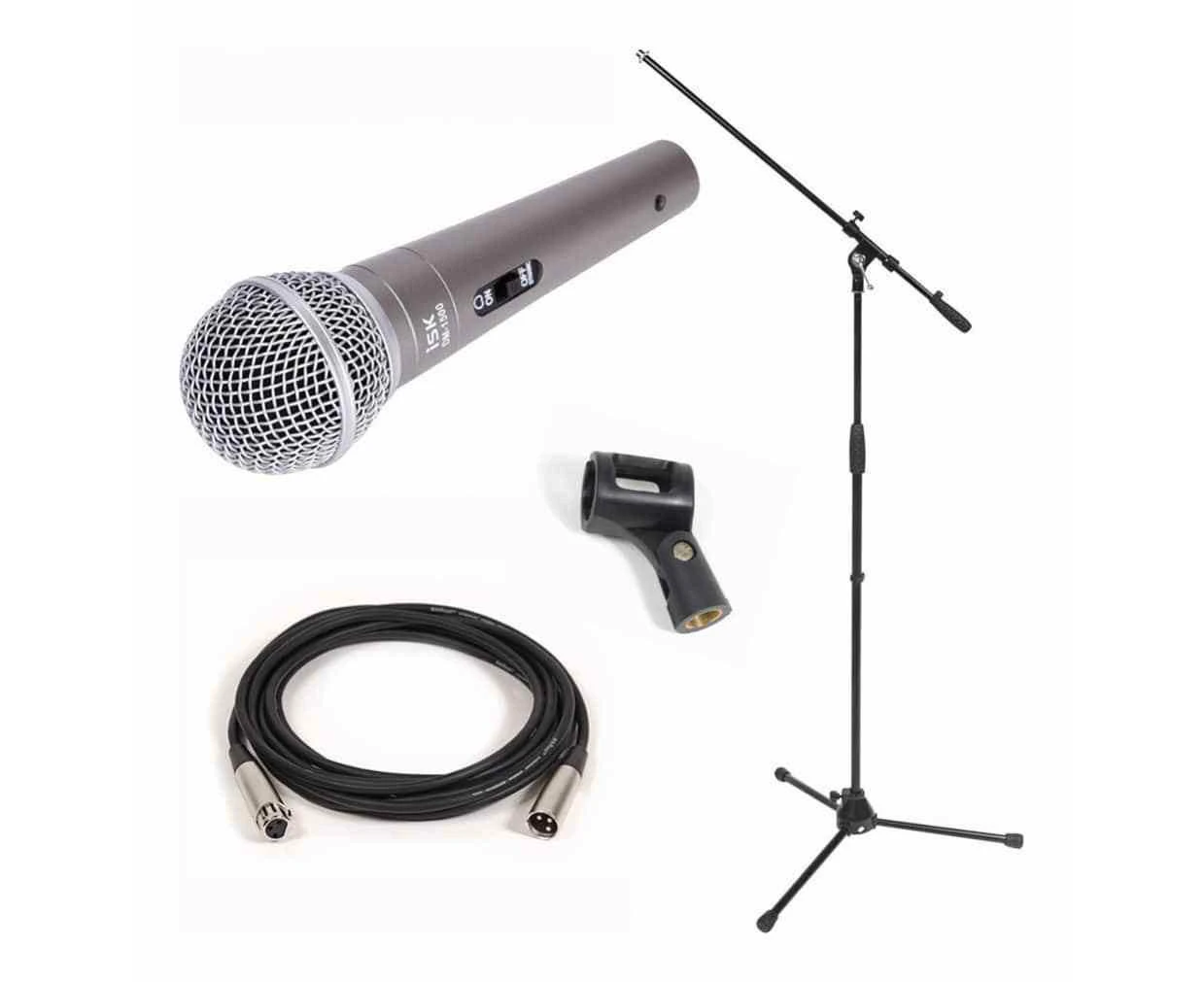 Vocalist Pack - iSK DM-1500 Microphone + Mic Stand with Boom + XLR Cable