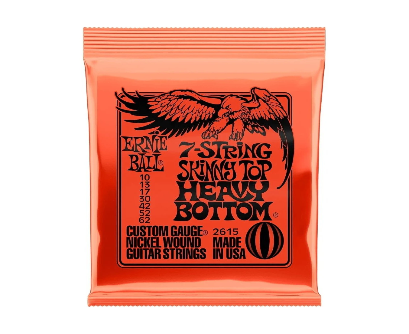 Ernie Ball 2615 7-Strings Skinny Top Heavy Bottom Electric Guitar Strings- 10-62