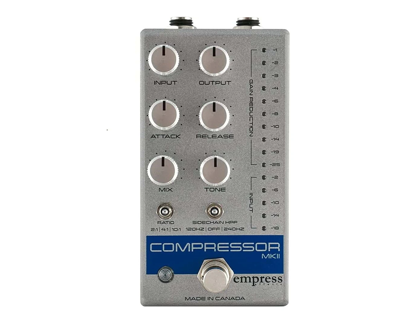 Empress Effects Compressor MKII Guitar Effects Pedal Silver Sidechain Gain Meter