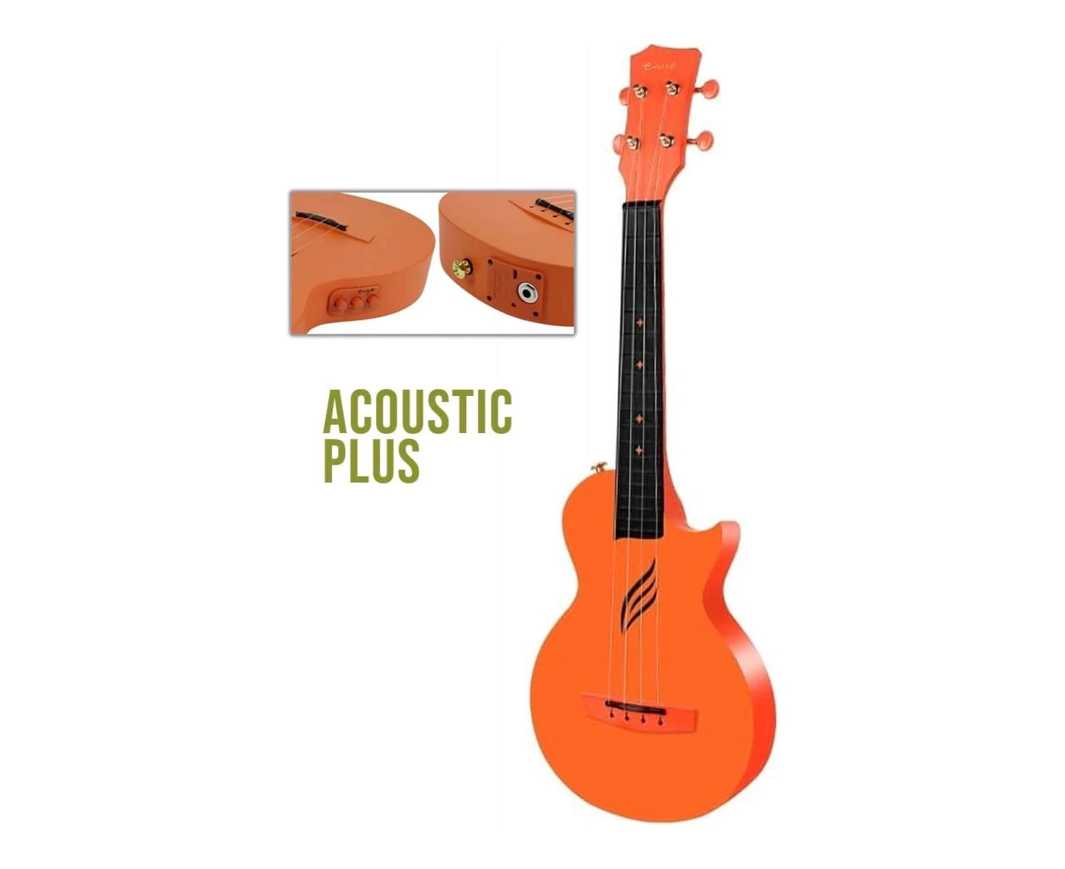 Enya Nova UE Electric Carbon Concert Ukulele 23" Accessories, Gig Bag - Orange