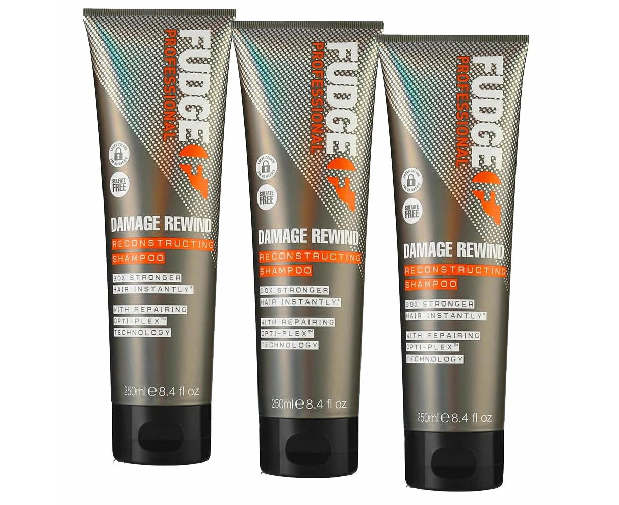 3x Fudge Professional Damage Rewind Reconstructing Shampoo 250ml