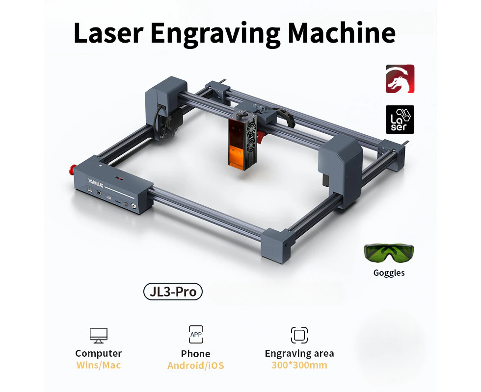 JL3-Pro 10W Laser Engraver Engraving Stainless Steel Wood Paper Glass Laser Cutting Machine