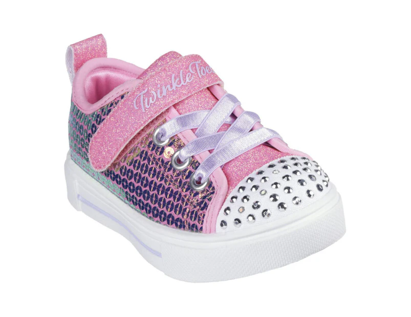 Skechers Toddler Girls' Twinkle Toes: Twinkle Sparks Sequin Party Light-Up Sneakers - Pink/Multi