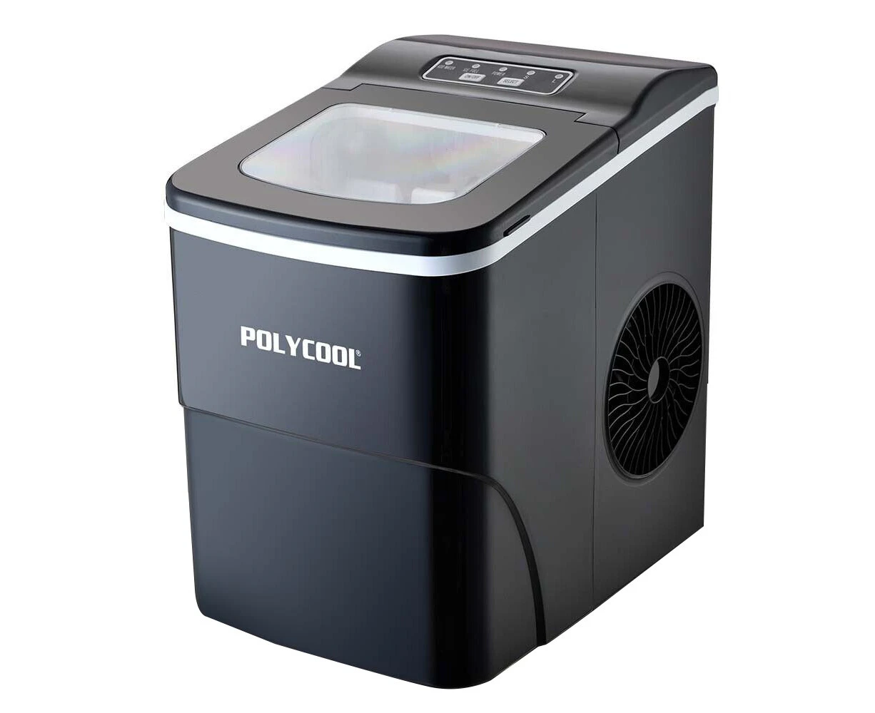 POLYCOOL 2L Electric Ice Cube Maker Portable Automatic Machine w/ Scoop, Silver