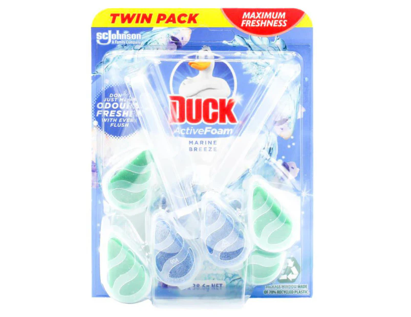 Duck Active Foam Toilet Cage Cleaner Marine Breeze 2pk