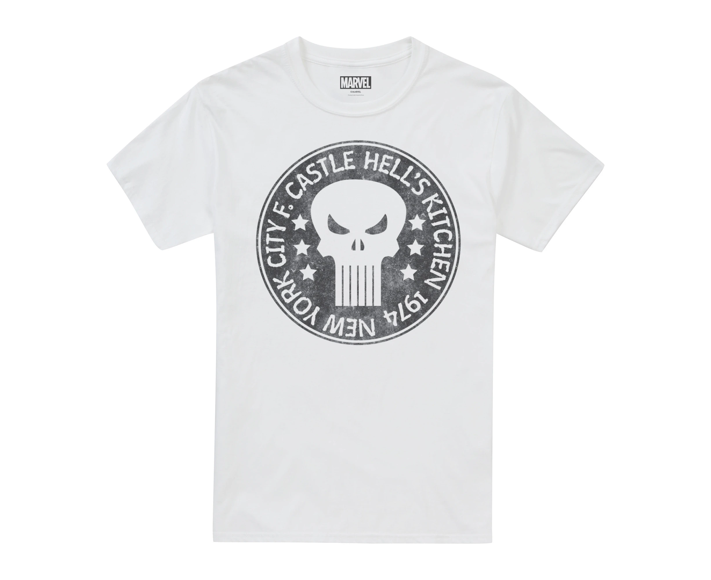 The Punisher Mens Castle T-Shirt (White) - TV2250