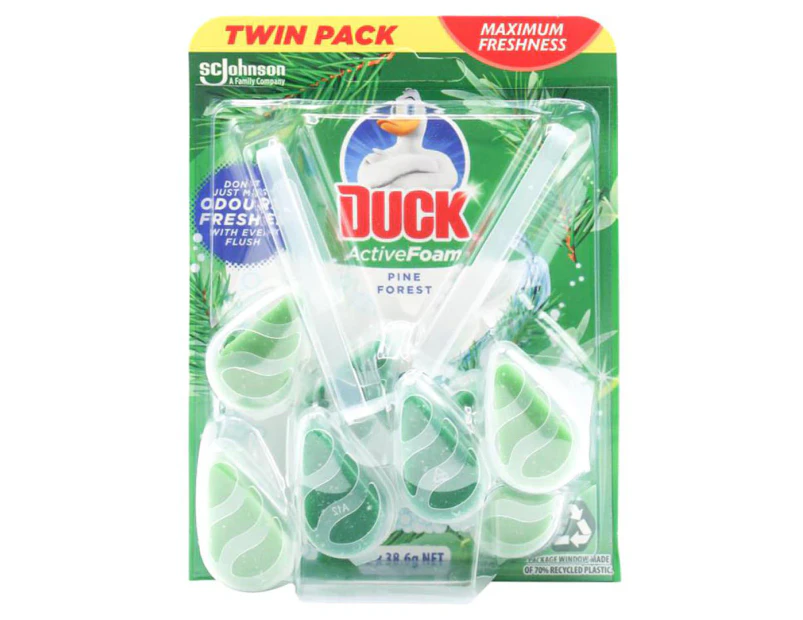 Duck Active Foam Toilet Cage Cleaner Pine Forest 2pk