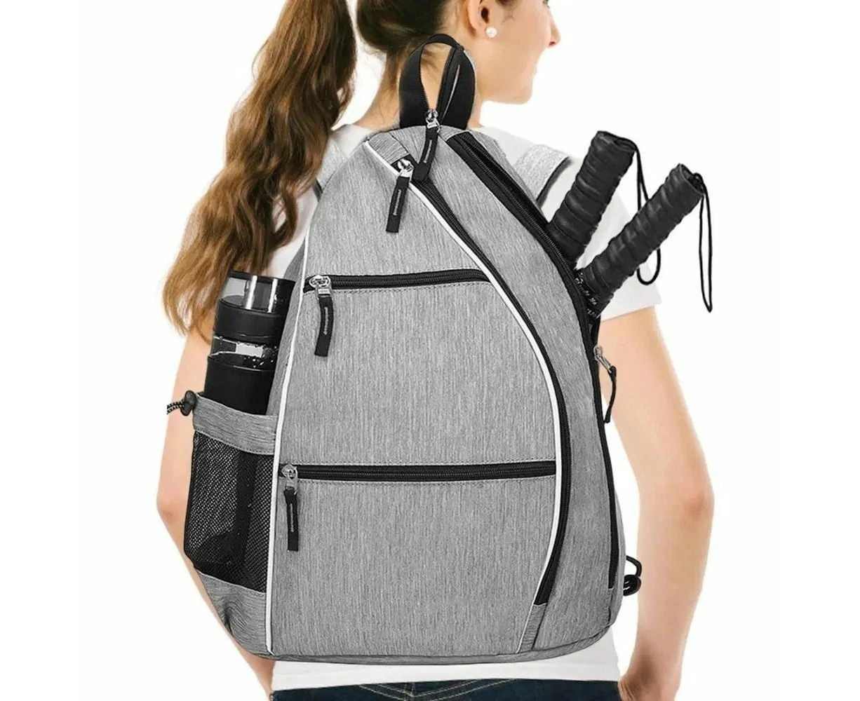 Pickleball Racket Holder Solid Pickleball Cover Bag Pickleball Bag for Men Women-Gray