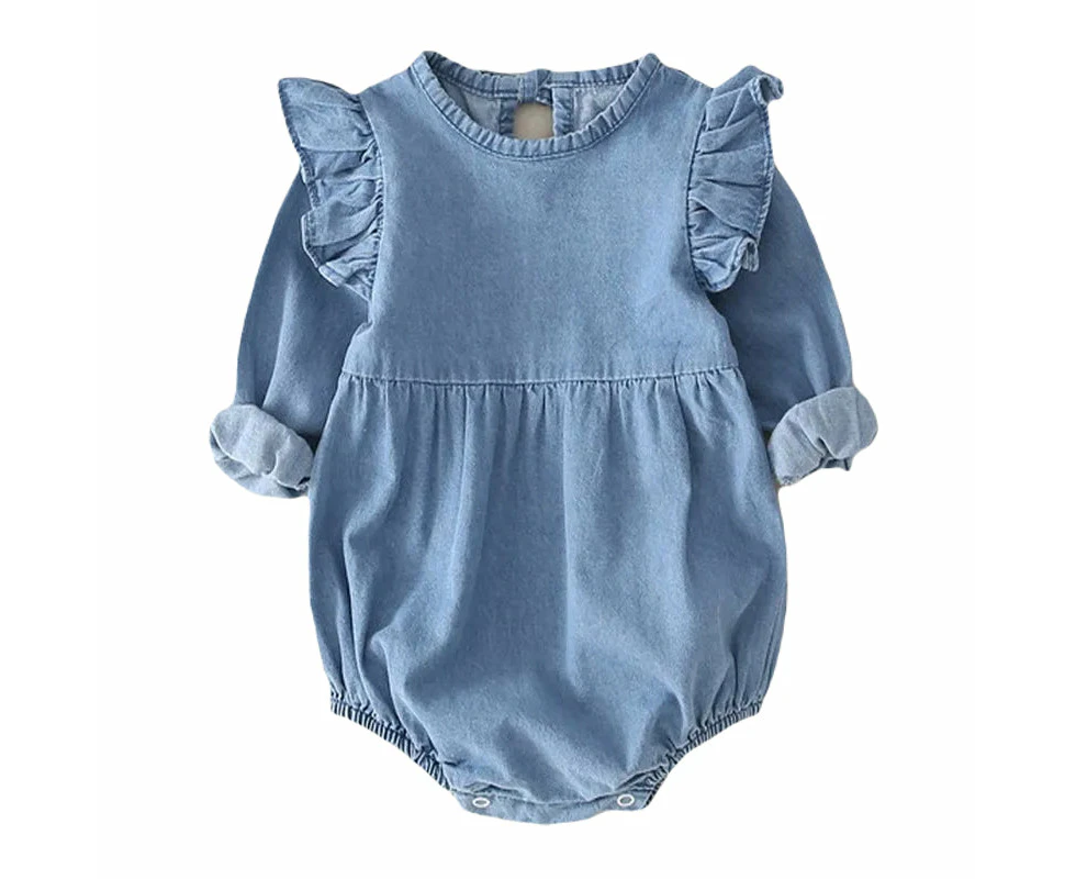 Baby Girl Flying Denim Full Sleeve Rompers